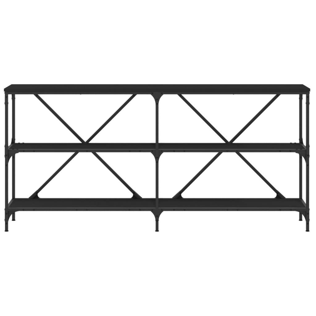 Tavolo Consolle Nero 160x30x75 cm Legno Multistrato e Ferro - homemem39