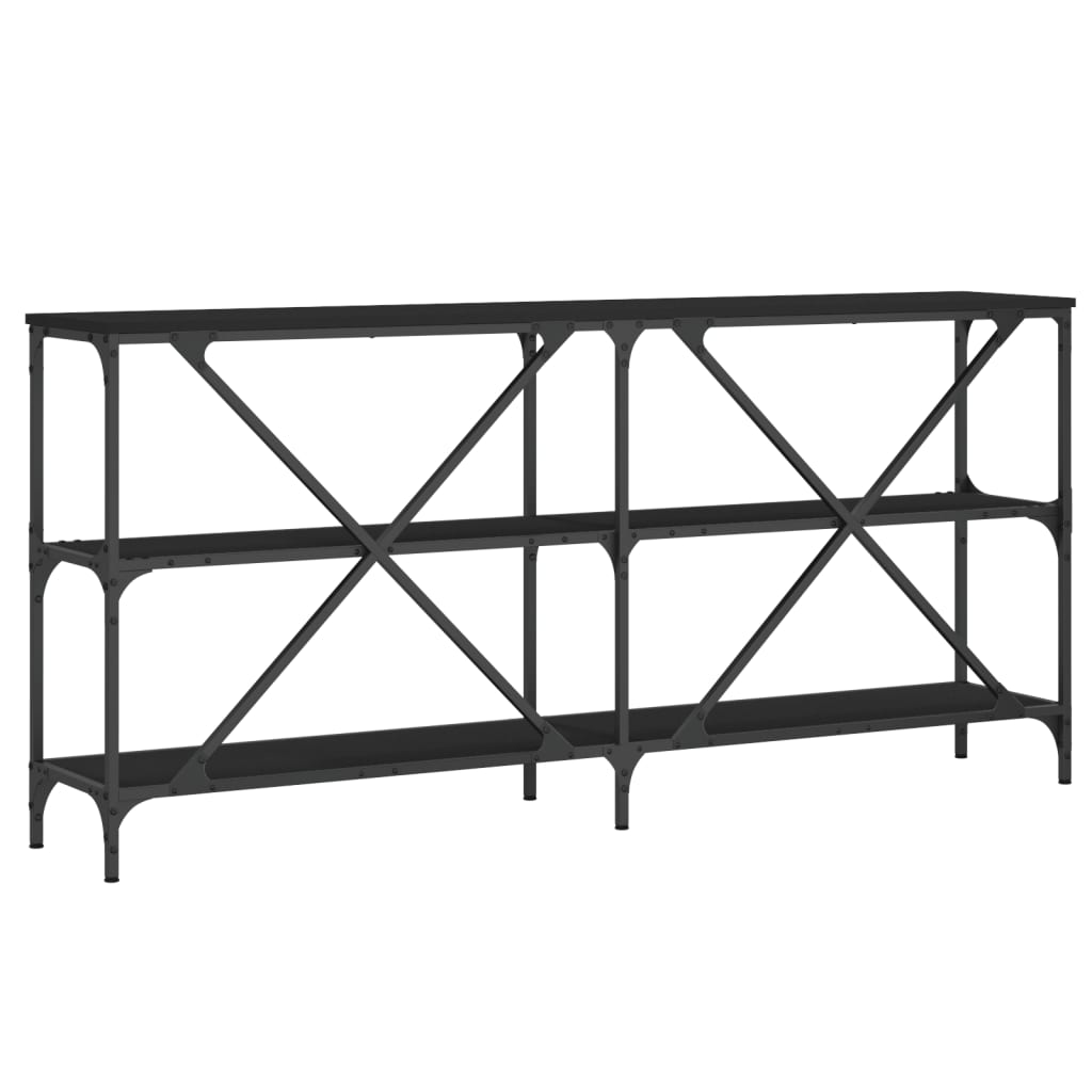 Tavolo Consolle Nero 160x30x75 cm Legno Multistrato e Ferro - homemem39