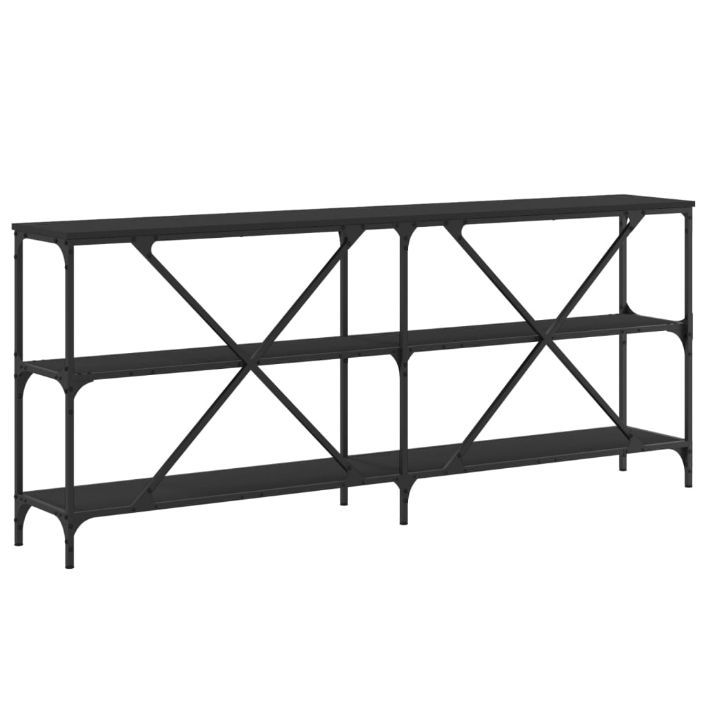 Tavolino Consolle Nero 180x30x75 cm Legno Multistrato e Ferro - homemem39