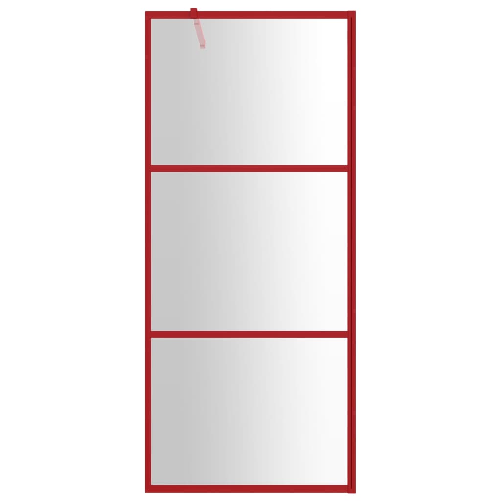 Parete per Doccia Walk-in Vetro Trasparente ESG 80x195 cm Rossa - homemem39