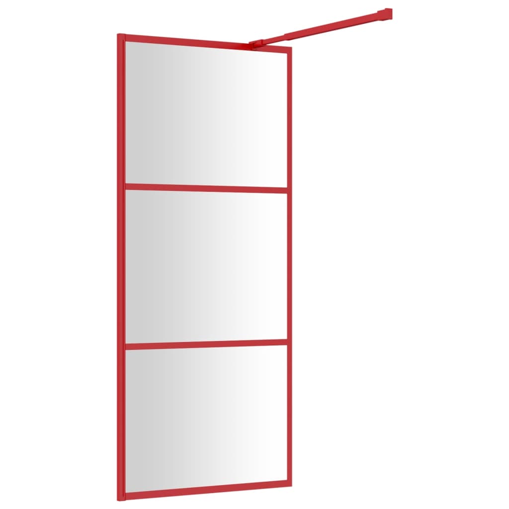 Parete per Doccia Walk-in Vetro Trasparente ESG 80x195 cm Rossa - homemem39