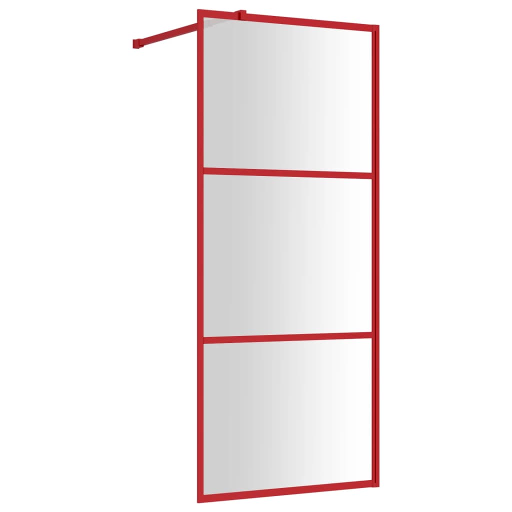 Parete per Doccia Walk-in Vetro Trasparente ESG 90x195 cm Rossa - homemem39