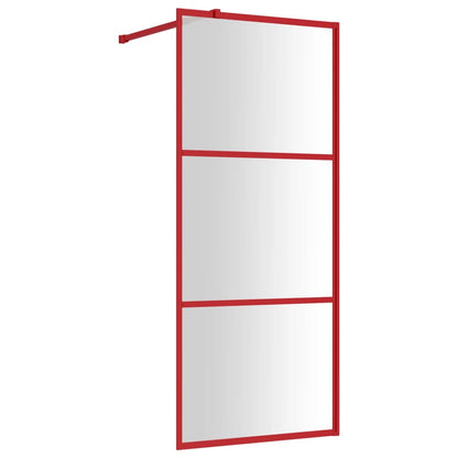 Parete per Doccia Walk-in Vetro Trasparente ESG 90x195 cm Rossa - homemem39