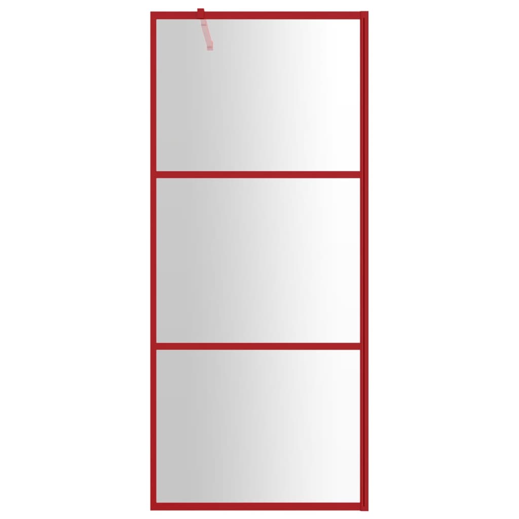 Parete per Doccia Walk-in Vetro Trasparente ESG 90x195 cm Rossa - homemem39