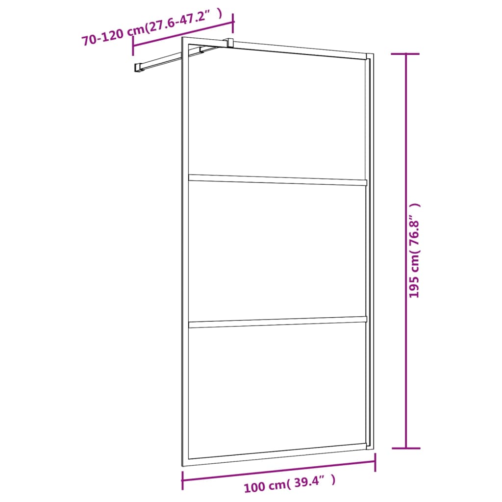 Parete per Doccia Walk-in Vetro Trasparente ESG 100x195cm Rossa - homemem39