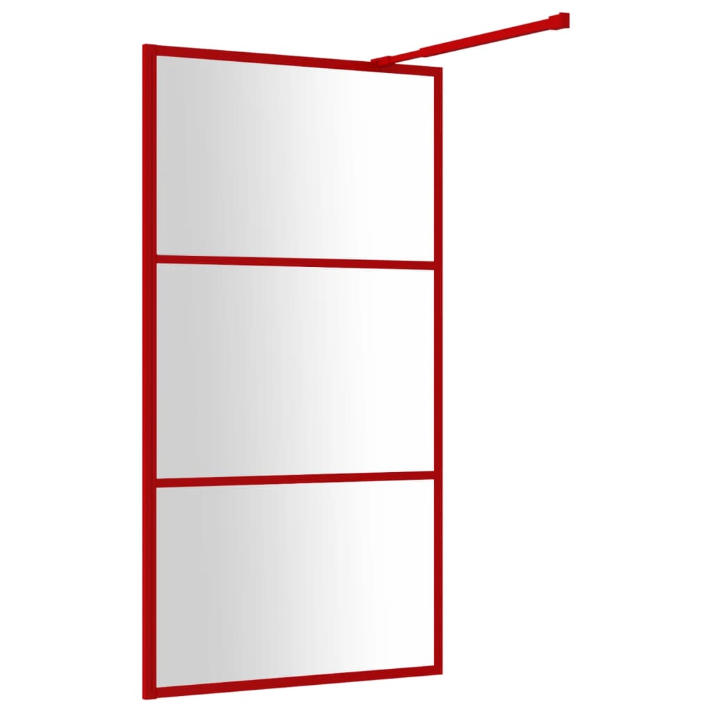 Parete per Doccia Walk-in Vetro Trasparente ESG 115x195cm Rossa - homemem39