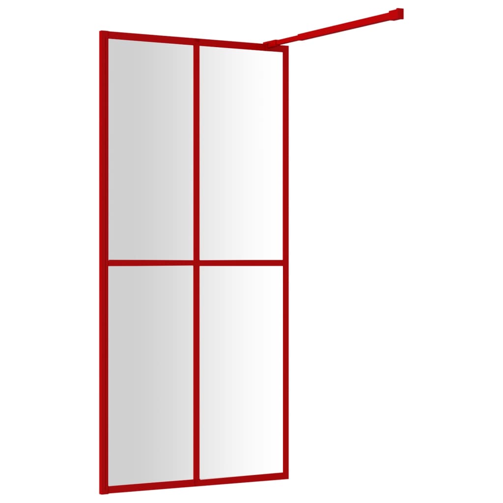 Parete per Doccia Walk-in Vetro Trasparente ESG 80x195 cm Rossa - homemem39