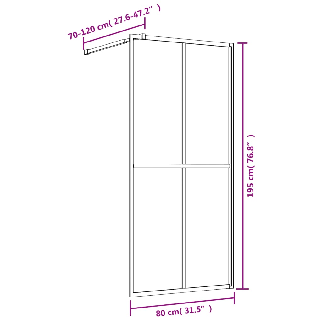 Parete per Doccia Walk-in Vetro Trasparente ESG 80x195 cm Oro - homemem39