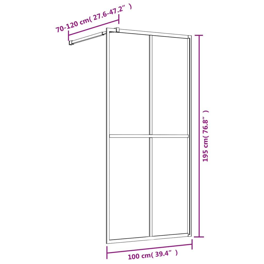 Parete per Doccia Walk-in Vetro Trasparente ESG 100x195cm Rossa - homemem39