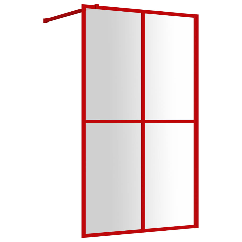 Parete per Doccia Walk-in Vetro Trasparente ESG 118x195cm Rossa - homemem39