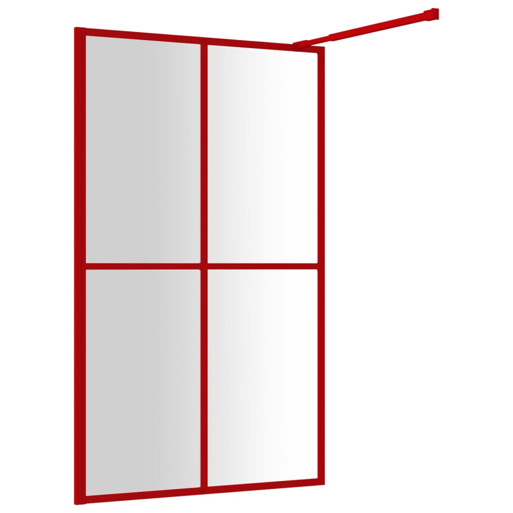 Parete per Doccia Walk-in Vetro Trasparente ESG 118x195cm Rossa - homemem39