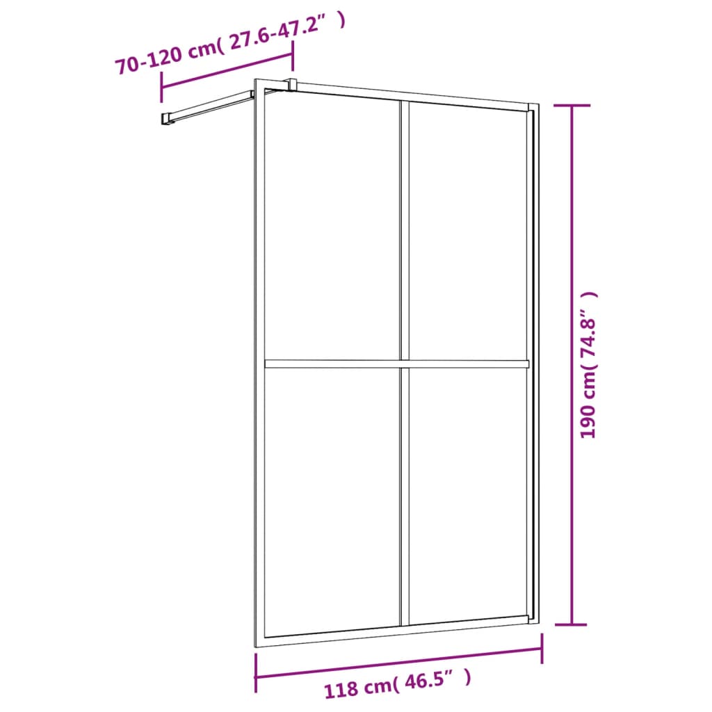 Parete per Doccia Walk-in Vetro Trasparente ESG 118x195cm Rossa - homemem39