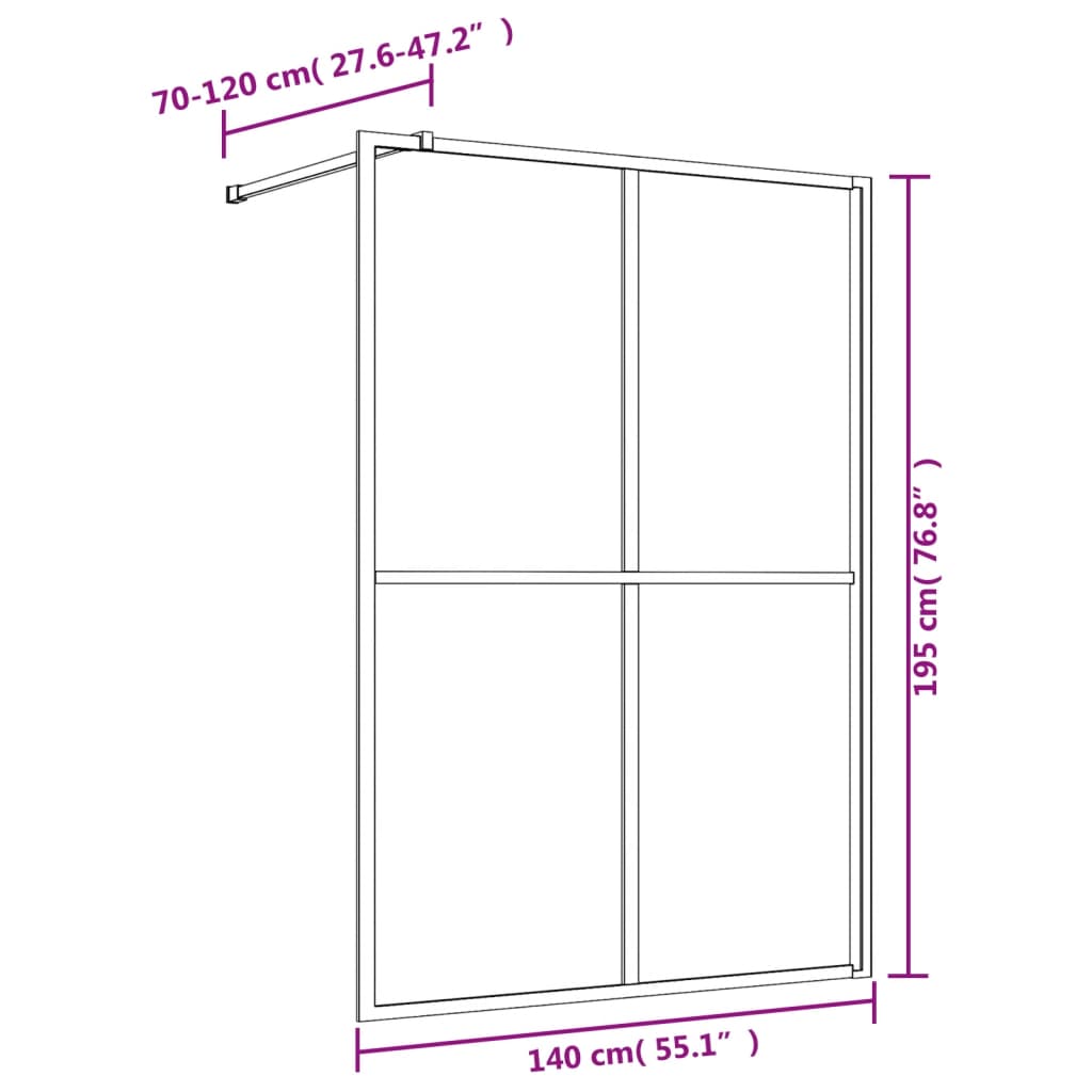 Parete per Doccia Walk-in Vetro Trasparente ESG 140x195cm Rossa - homemem39