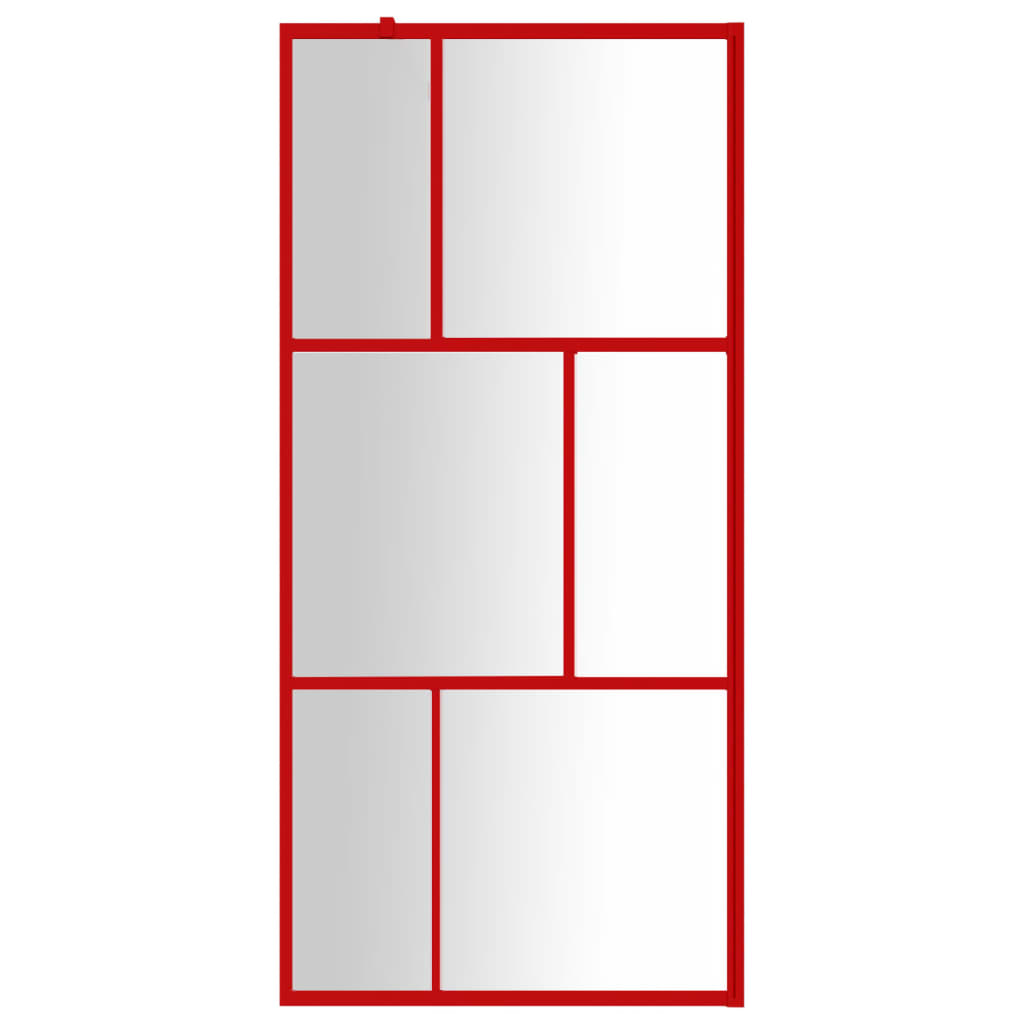 Parete per Doccia Walk-in Vetro Trasparente ESG 80x195 cm Rossa - homemem39