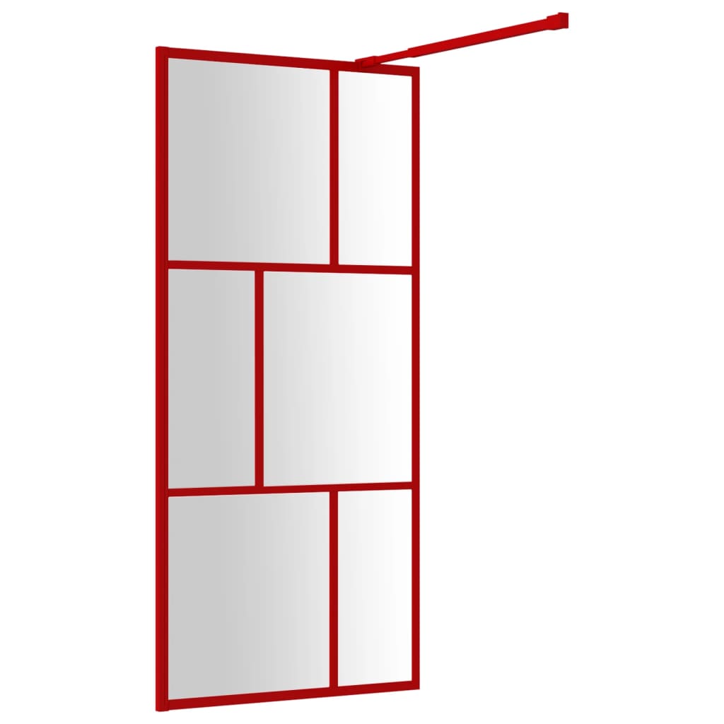 Parete per Doccia Walk-in Vetro Trasparente ESG 80x195 cm Rossa - homemem39