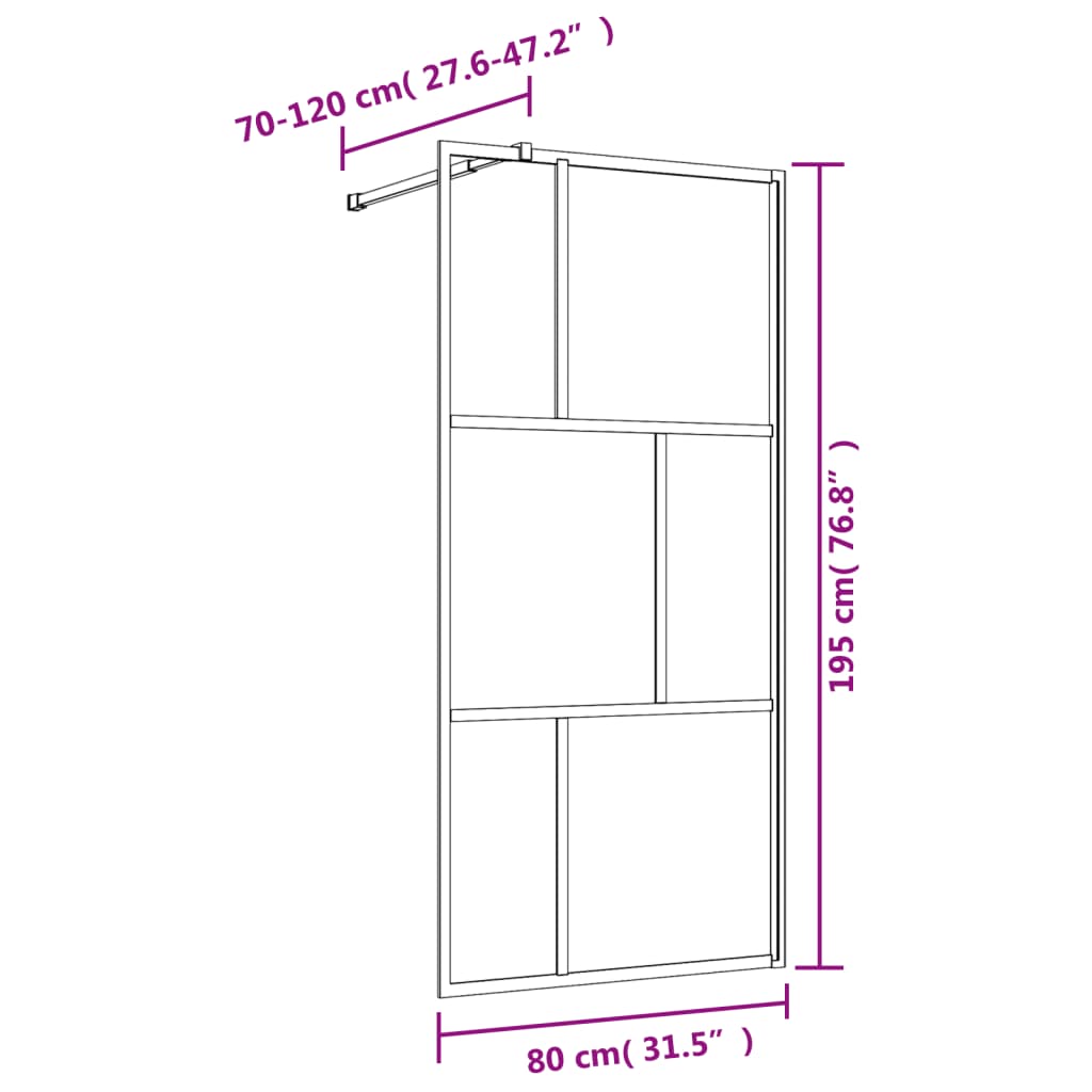 Parete per Doccia Walk-in Vetro Trasparente ESG 80x195 cm Rossa - homemem39