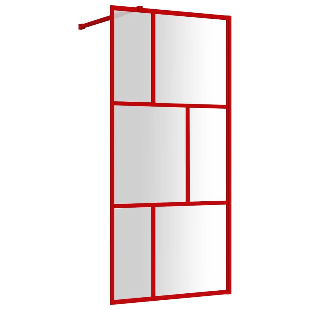 Parete per Doccia Walk-in Vetro Trasparente ESG 90x195 cm Rossa - homemem39