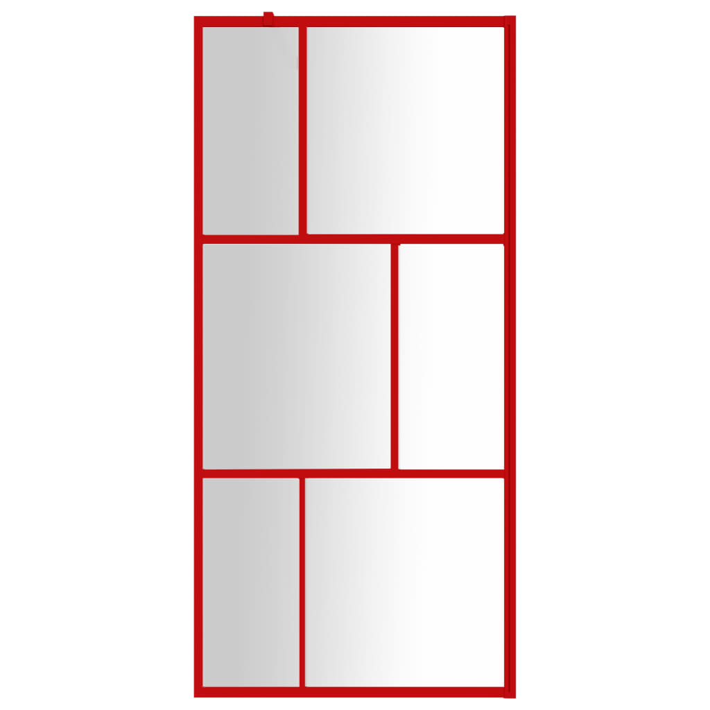 Parete per Doccia Walk-in Vetro Trasparente ESG 90x195 cm Rossa - homemem39