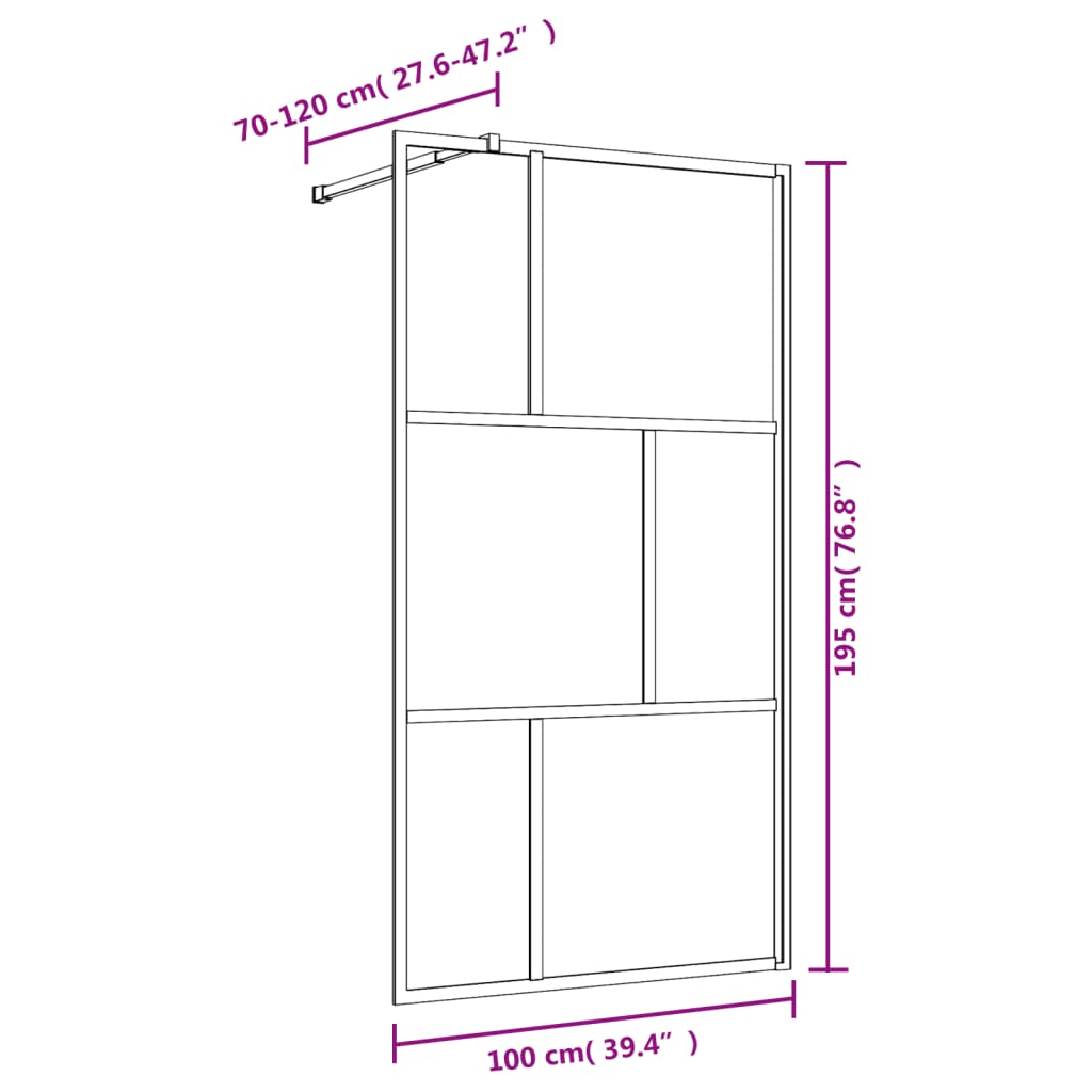 Parete per Doccia Walk-in Vetro Trasparente ESG 100x195cm Rossa - homemem39