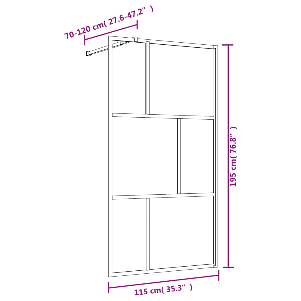 Parete per Doccia Walk-in Vetro Trasparente ESG 115x195cm Rossa - homemem39