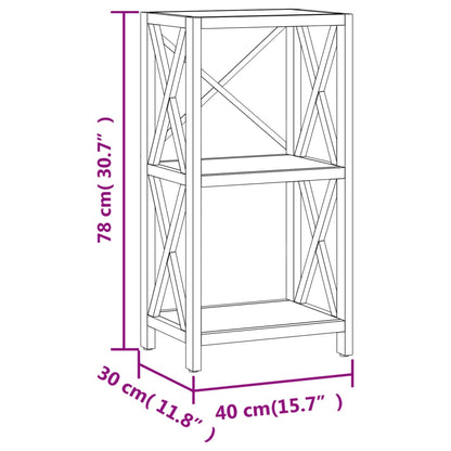 Scaffale a 3 Ripiani 40x30x78 cm in Legno Massello di Rovere - homemem39