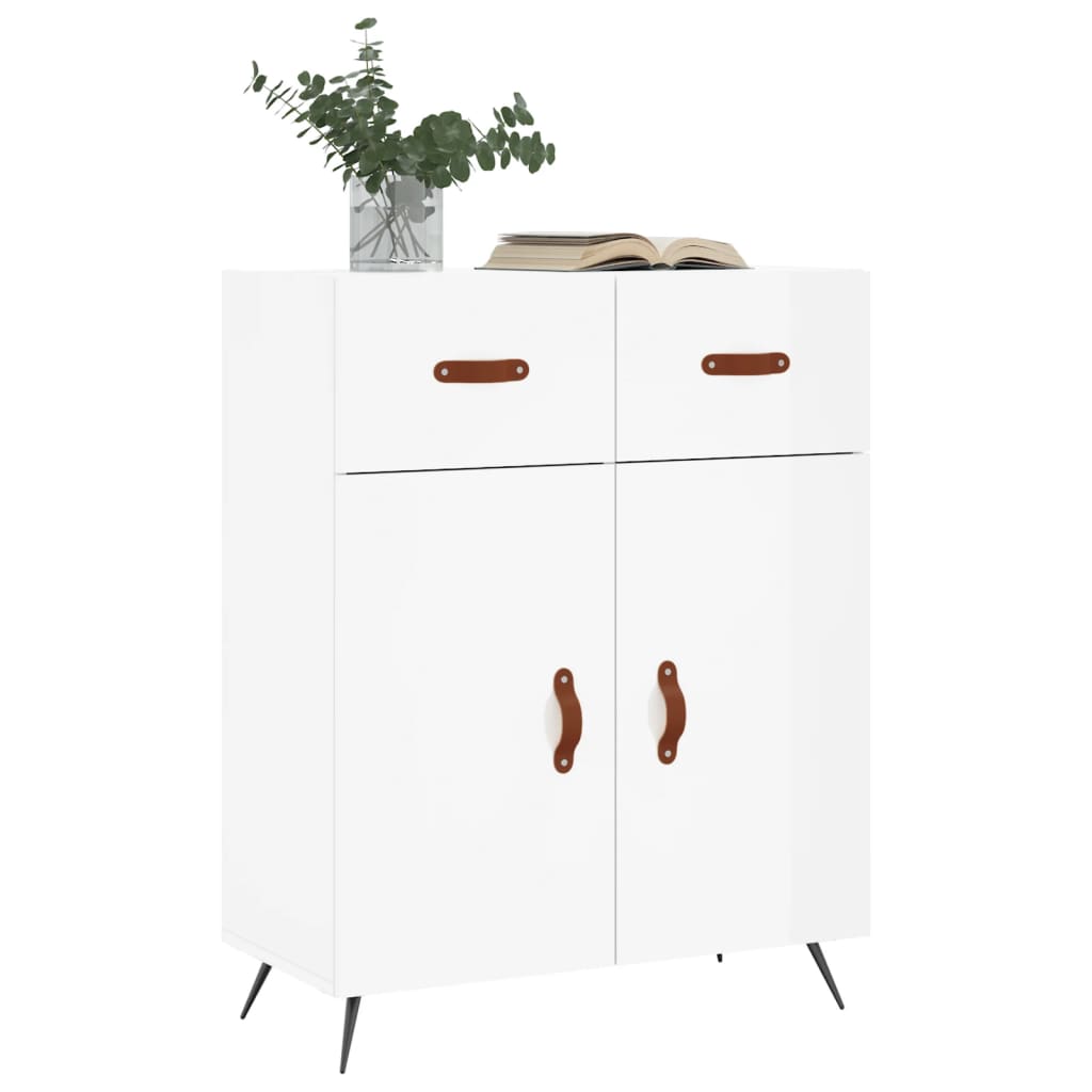 Credenza 69,5x34x90 cm in Legno Multistrato Bianco Lucido - homemem39