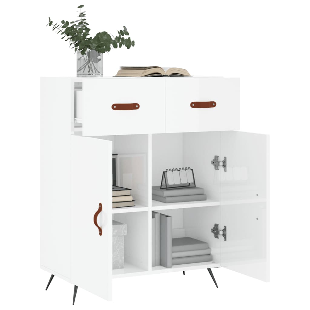 Credenza 69,5x34x90 cm in Legno Multistrato Bianco Lucido - homemem39