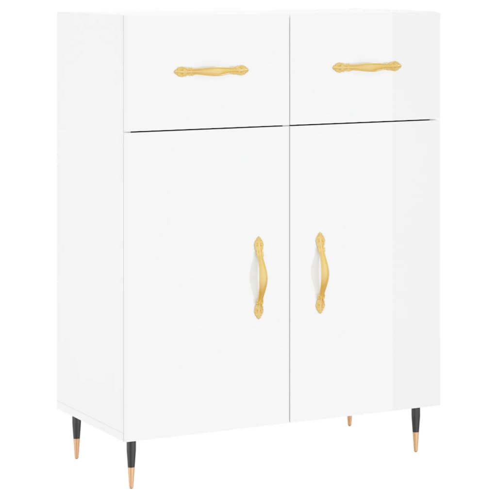 Credenza 69,5x34x90 cm in Legno Multistrato Bianco Lucido - homemem39