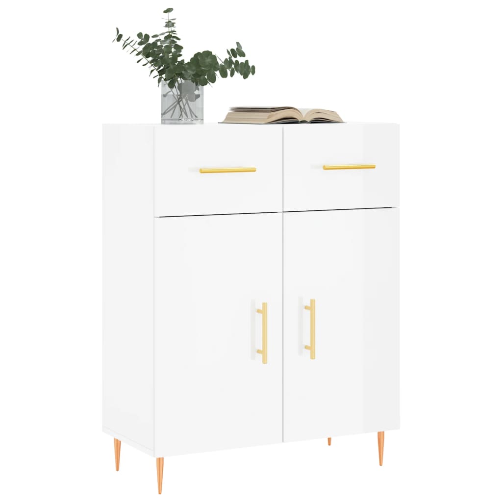 Credenza 69,5x34x90 cm in Legno Multistrato Bianco Lucido - homemem39