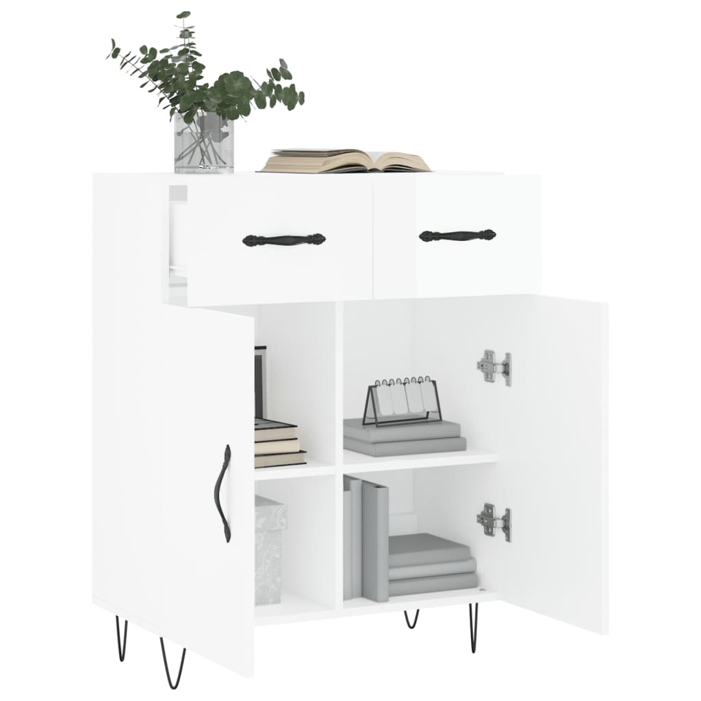 Credenza 69,5x34x90 cm in Legno Multistrato Bianco Lucido - homemem39