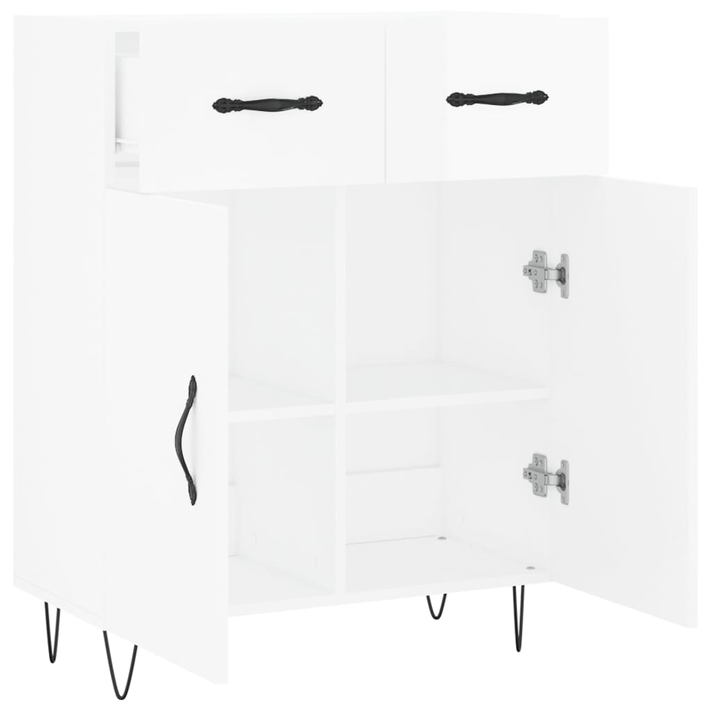 Credenza 69,5x34x90 cm in Legno Multistrato Bianco Lucido - homemem39