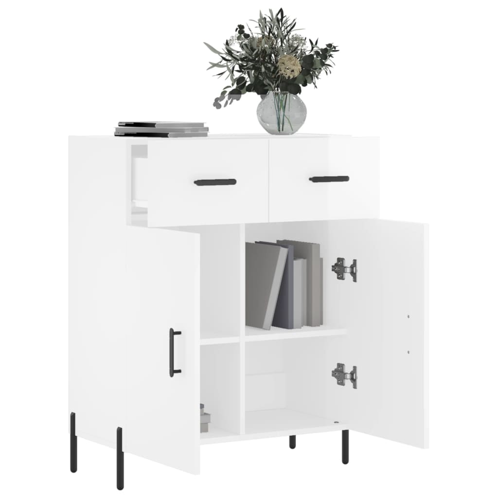 Credenza 69,5x34x90 cm in Legno Multistrato Bianco Lucido - homemem39