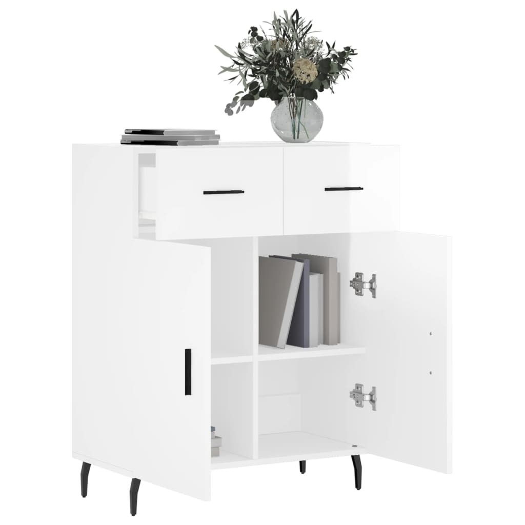 Credenza 69,5x34x90 cm in Legno Multistrato Bianco Lucido - homemem39