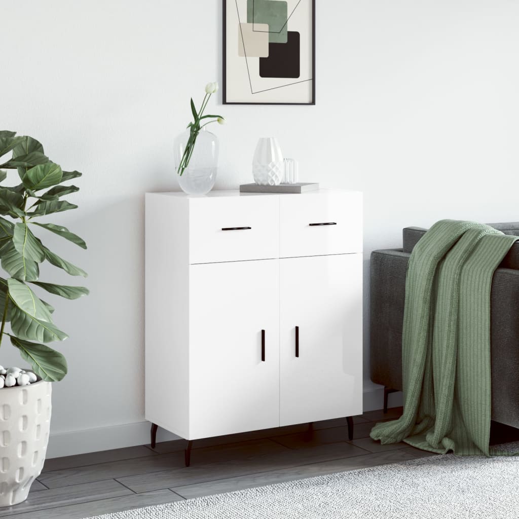 Credenza 69,5x34x90 cm in Legno Multistrato Bianco Lucido - homemem39