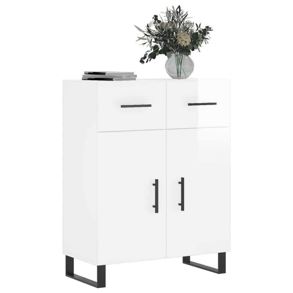 Credenza 69,5x34x90 cm in Legno Multistrato Bianco Lucido - homemem39