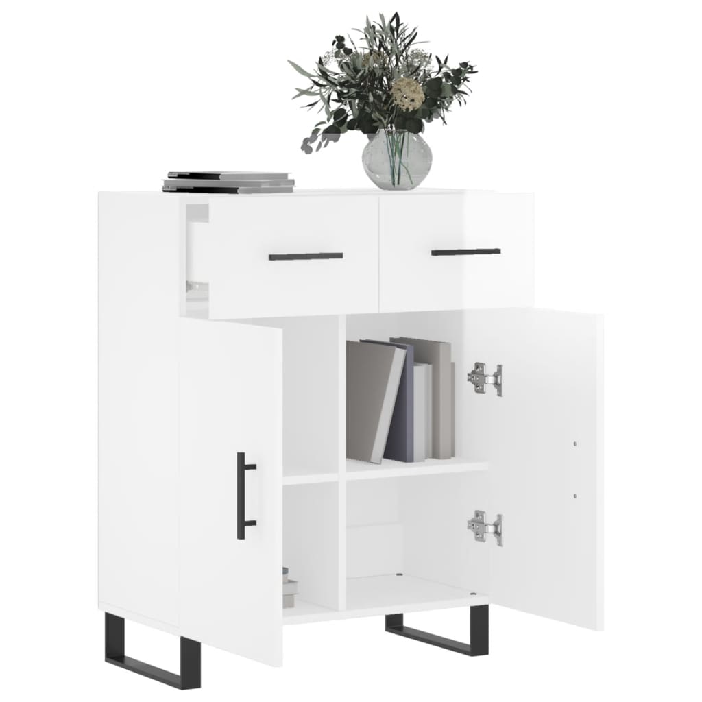 Credenza 69,5x34x90 cm in Legno Multistrato Bianco Lucido - homemem39