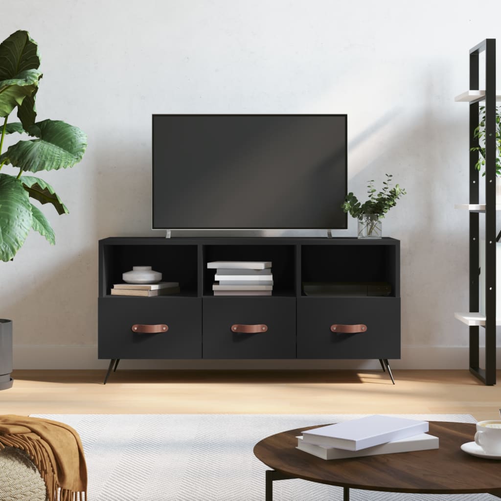 Mobile Porta TV Nero 102x36x50 cm in Legno Multistrato - homemem39