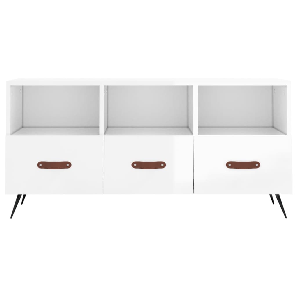 Mobile Porta TV Bianco Lucido 102x36x50 cm in Legno Multistrato - homemem39