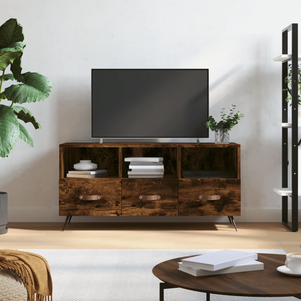 Mobile Porta TV Rovere Fumo 102x36x50 cm in Legno Multistrato - homemem39