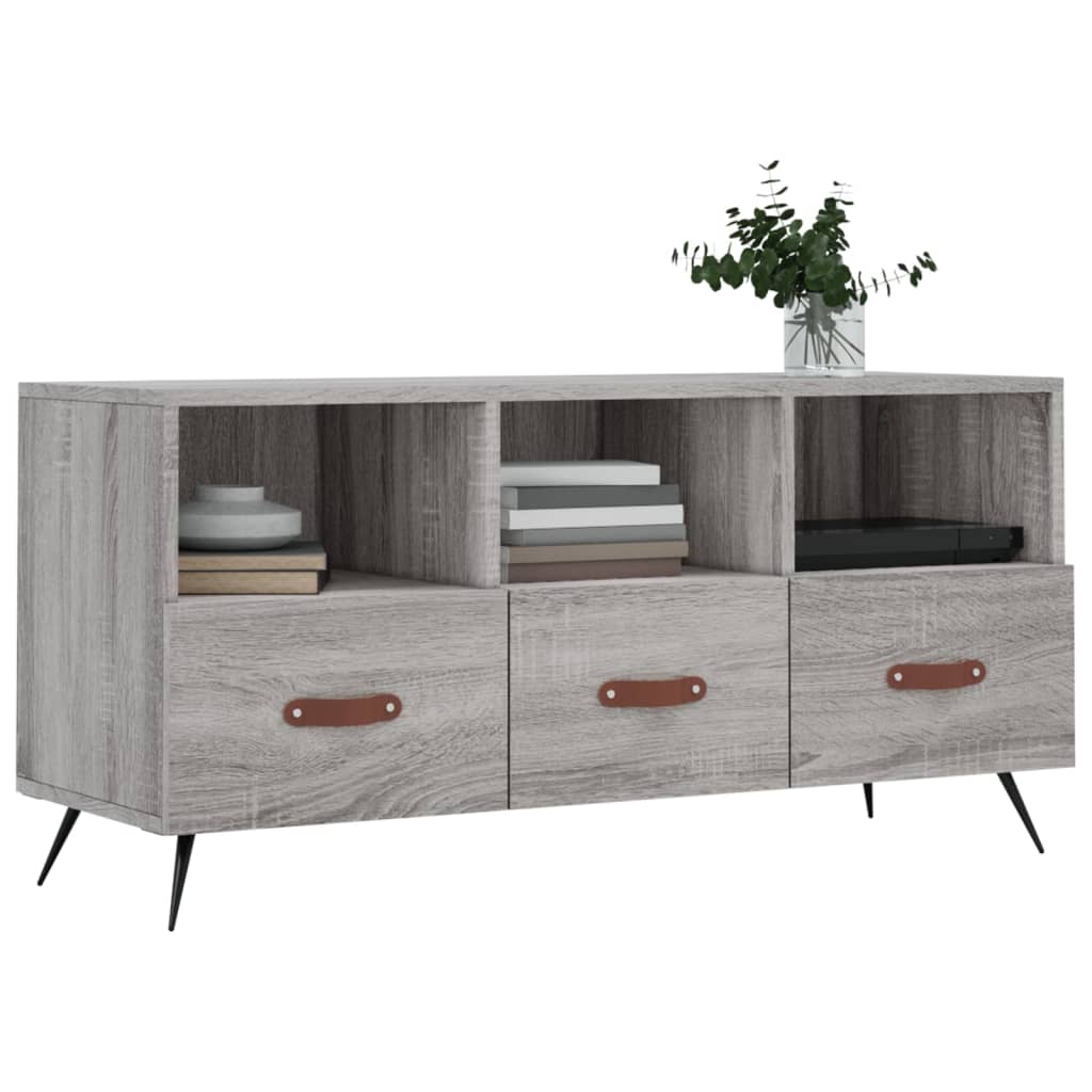 Mobile TV Grigio Sonoma 102x36x50 cm in Legno Multistrato - homemem39