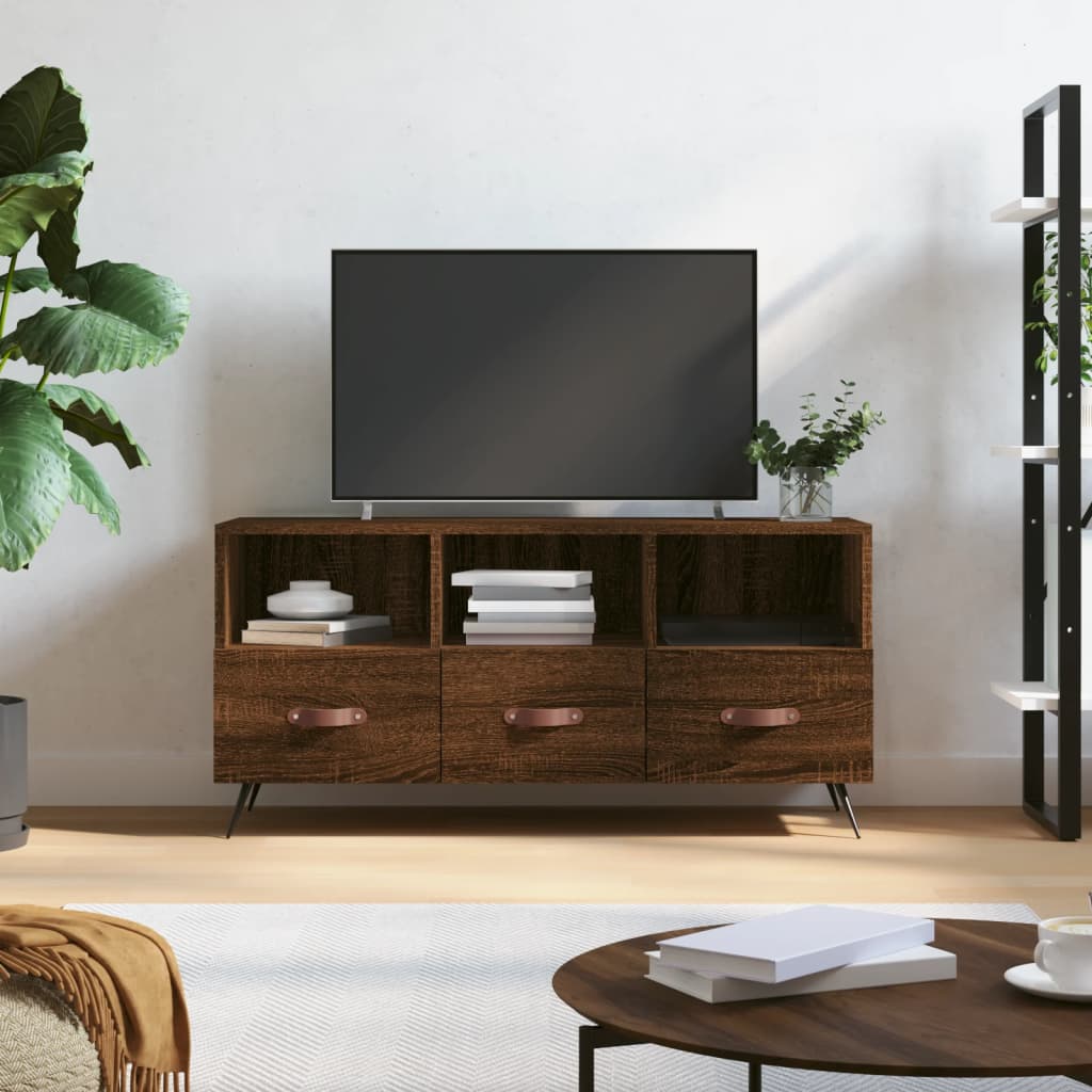 Mobile TV Rovere Marrone 102x36x50 cm in Legno Multistrato - homemem39