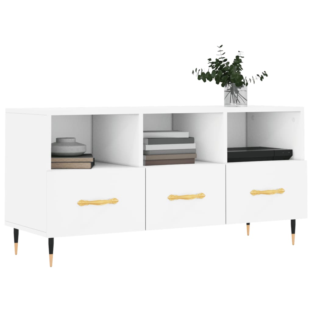 Mobile Porta TV Bianco 102x36x50 cm in Legno Multistrato - homemem39