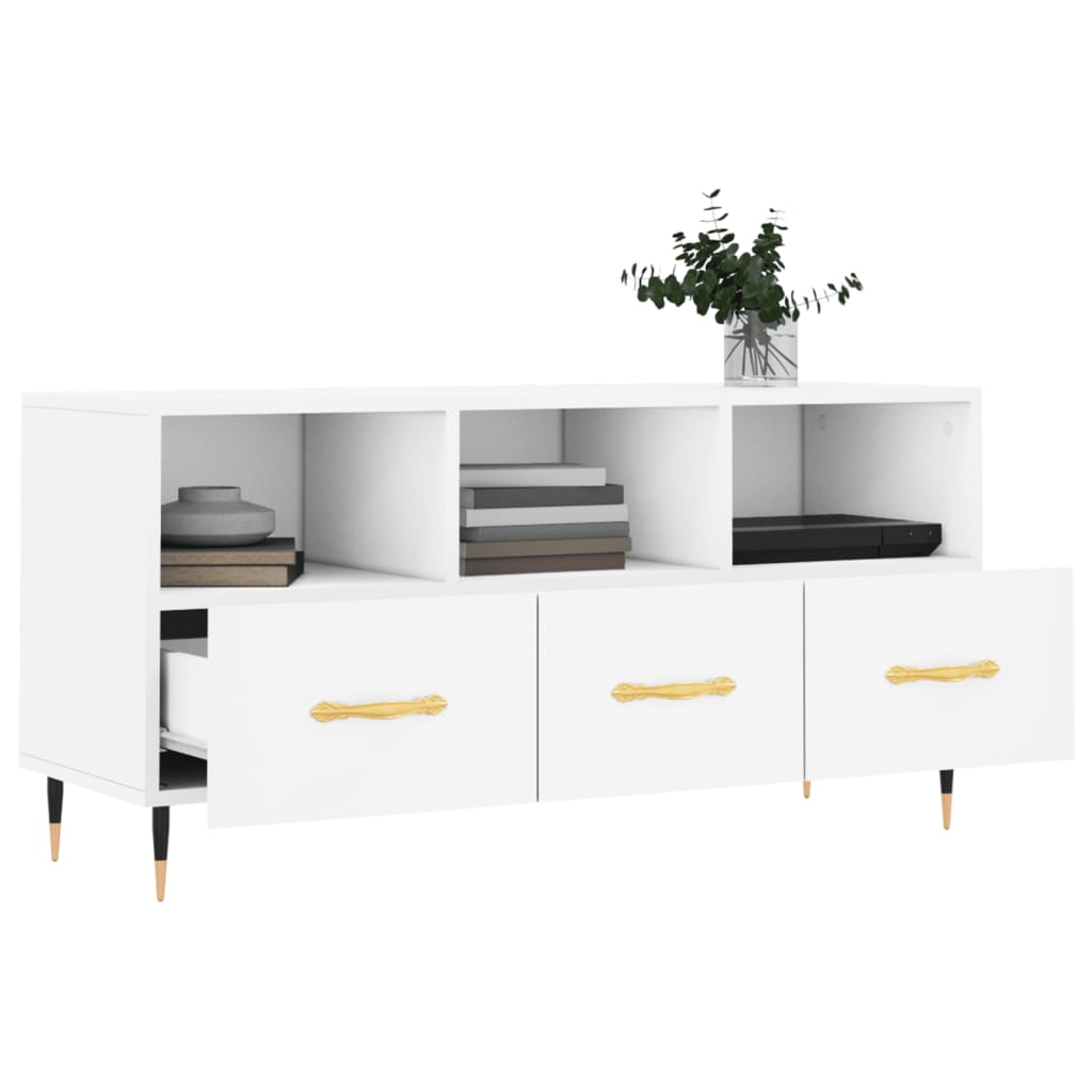 Mobile Porta TV Bianco 102x36x50 cm in Legno Multistrato - homemem39