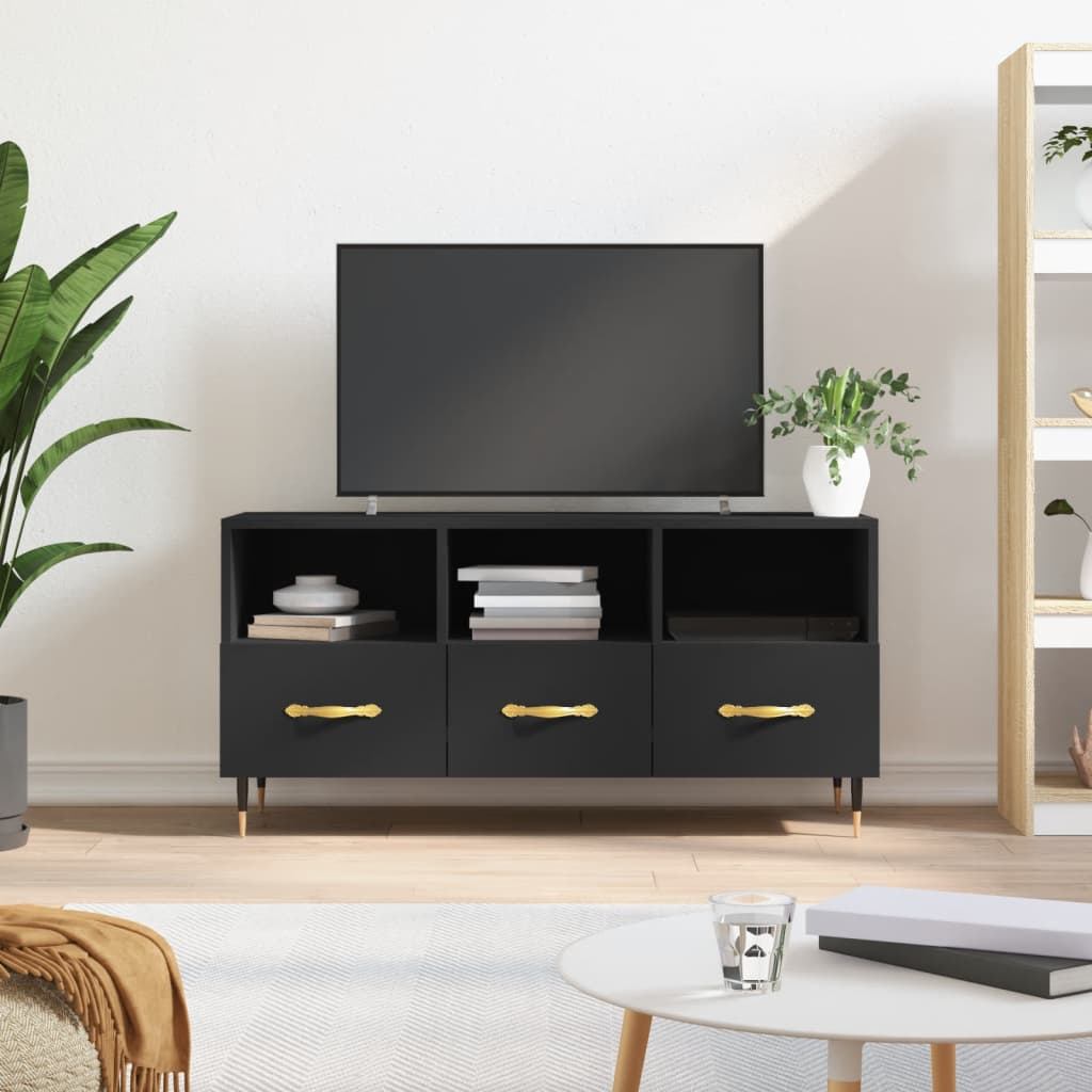 Mobile Porta TV Nero 102x36x50 cm in Legno Multistrato - homemem39