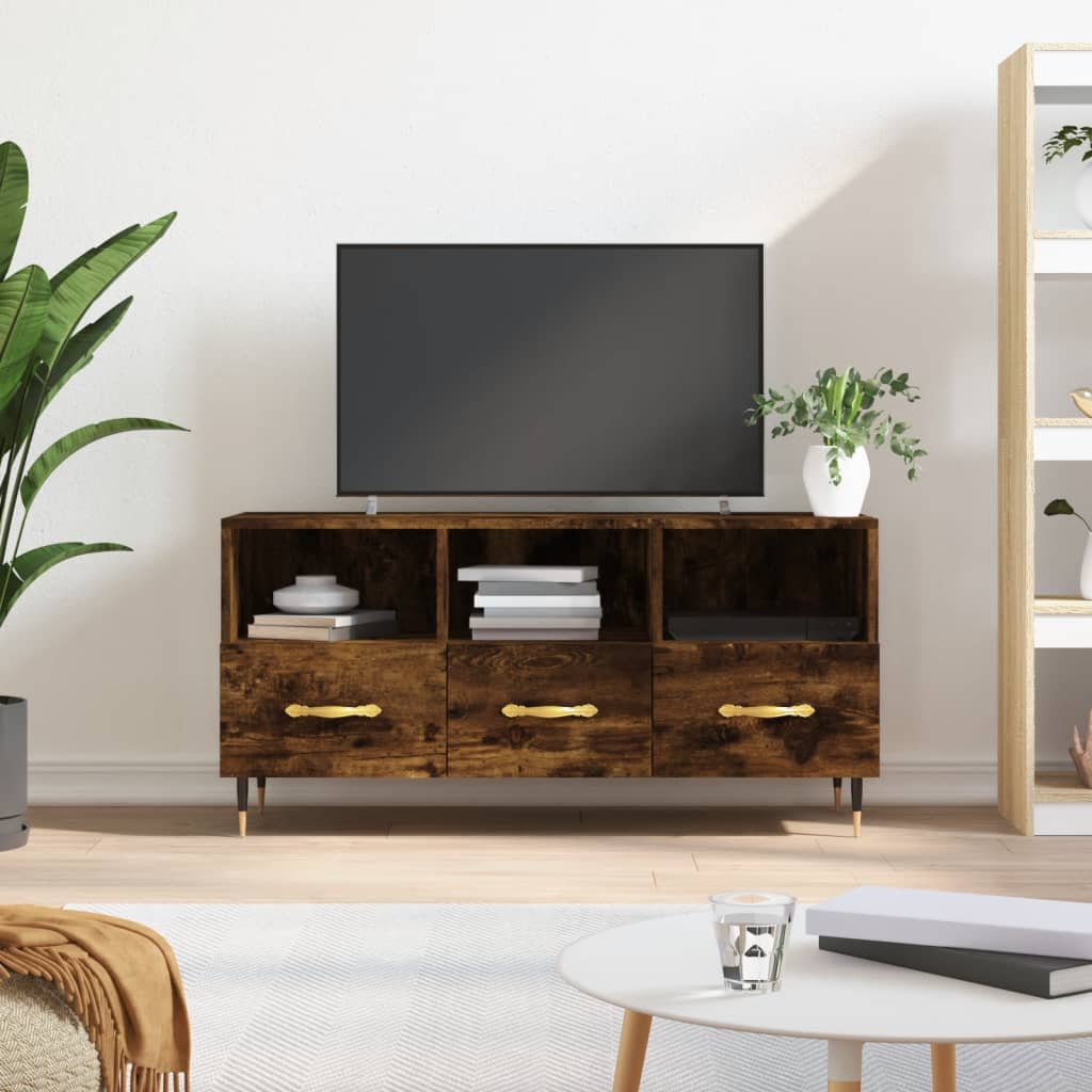 Mobile Porta TV Rovere Fumo 102x36x50 cm in Legno Multistrato - homemem39