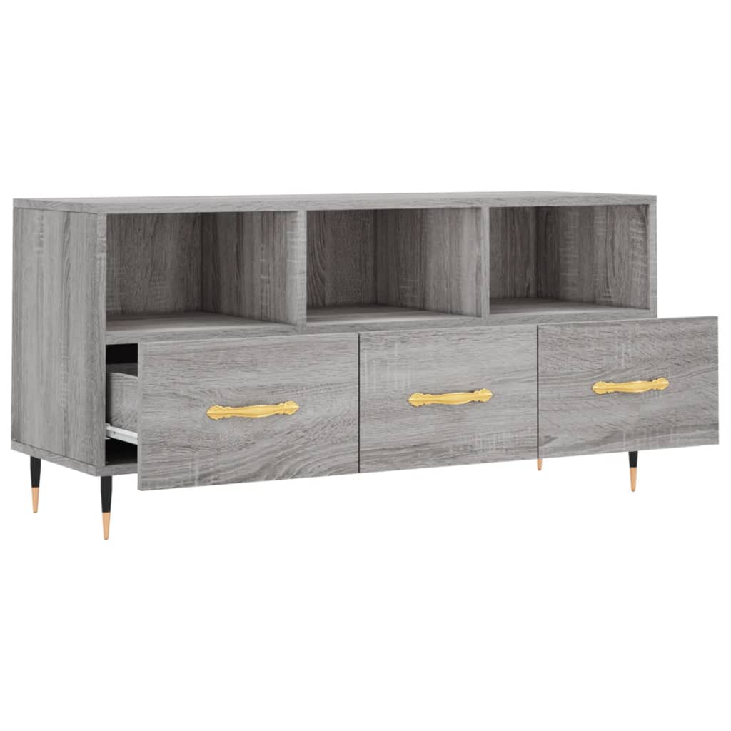 Mobile TV Grigio Sonoma 102x36x50 cm in Legno Multistrato - homemem39