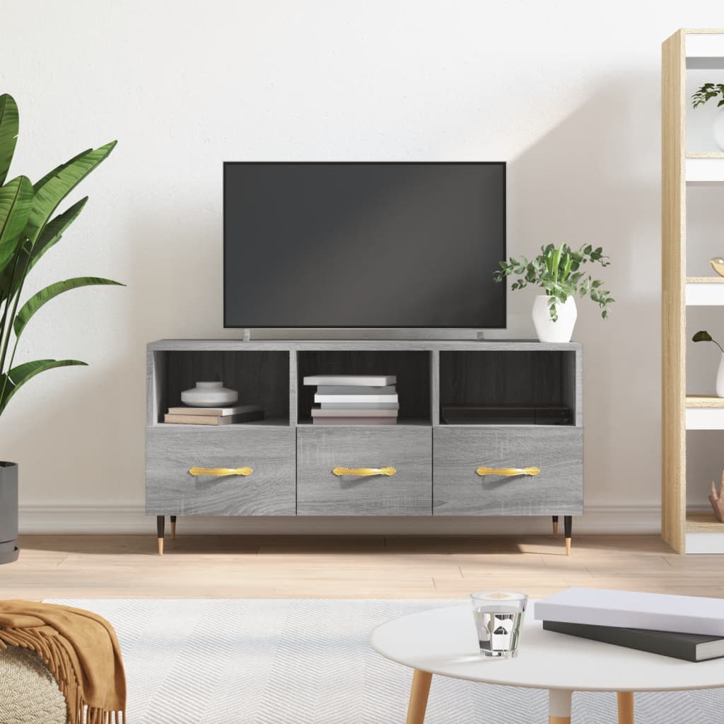 Mobile TV Grigio Sonoma 102x36x50 cm in Legno Multistrato - homemem39