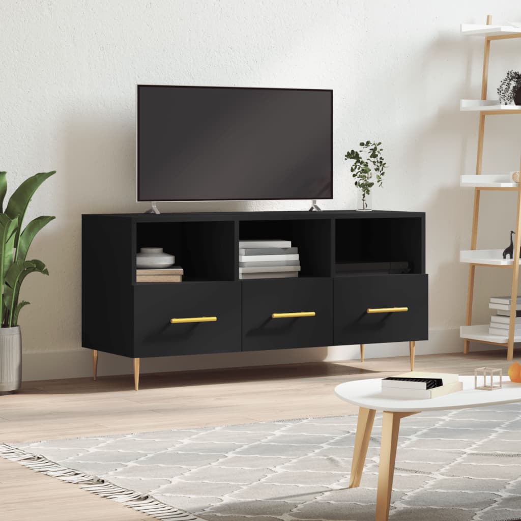 Mobile Porta TV Nero 102x36x50 cm in Legno Multistrato - homemem39