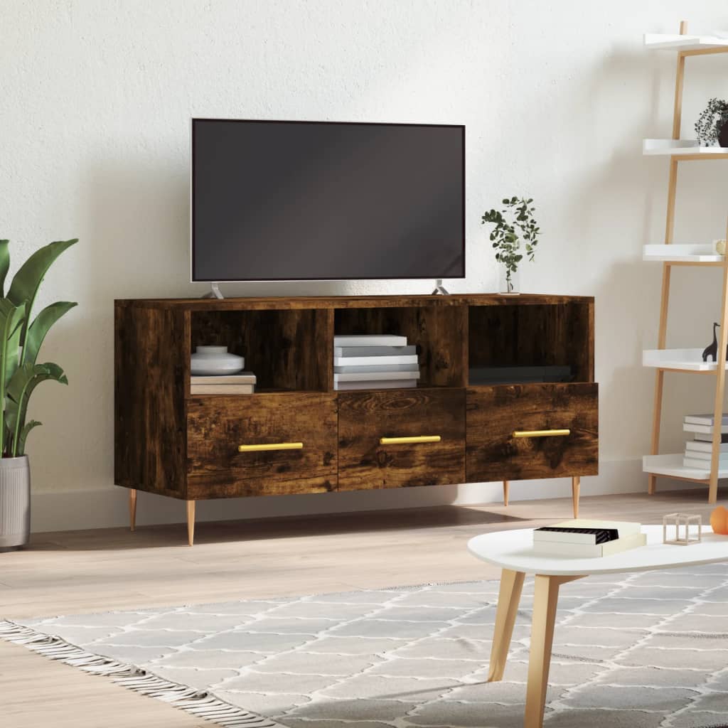 Mobile Porta TV Rovere Fumo 102x36x50 cm in Legno Multistrato - homemem39