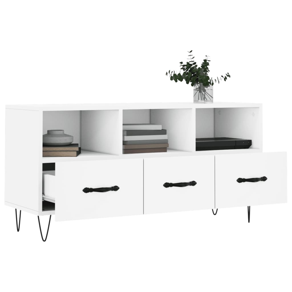 Mobile Porta TV Bianco 102x36x50 cm in Legno Multistrato - homemem39